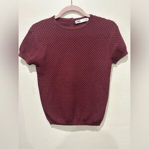 Zara Burgundy Textured Blouse